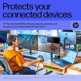 HP Thunderbolt Dock 280W G4, con Cable Combinado, Thunderbolt 4, soporta hasta 4 monitores 4K