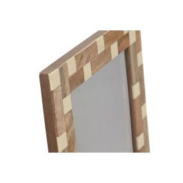DKD Home Decor Marco de Fotos Urban 15x20 cm Madera Resina Natural Blanco Cuadrado 1.8 x 25.5 x 20 cm