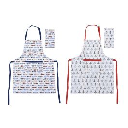 DKD Home Decor Delantal de Cocina Mediterraneo Costa Peces Set de 2 Unidades Poliéster Colores Azul Rojo Blanco 80x0.5x60 cm Precio: 5.65554. SKU: B169SYDKQ8