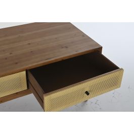 DKD Home Decor Mesa Centro Balines Marron Madera de Abeto y Ratan 106 x 55 x 46 cm