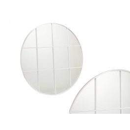 Giftdecor Espejo Ventanal Redondo 100 cm Blanco Metal
