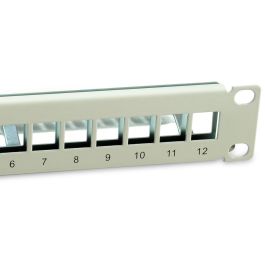 EQUIP 769330 Patch Panel 12 Puertos Cat6A 10" FTP Keystone Montaje en Rack Gris Metal 1U RoHS