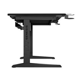 GENESIS Escritorio Gaming Holm Modular 120cm x 75cm Ajustable en Altura con LED RGB, Gestión de Cables y Soporte Vaso/Auriculares Negro