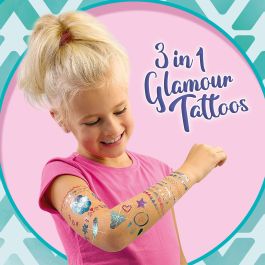 Ses Creative SES8710341141554 Tatuajes Glamorosos 3 en 1 Multicolor y Blanco para Niños