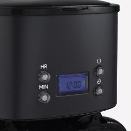 Hkoenig HKO1691054981779 Cafetera programable MG32, 1,5 L (12 tazas), 1000 W, Pantalla LCD, Mantener Caliente, Negra y Acero Inoxidable
