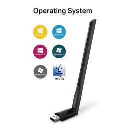 TP-LINK AC600 High Gain Wi-Fi Dual Band USB Adapter,433Mbps at 5GHz + 200Mbps at 2.4GHz, USB 2.0, 1