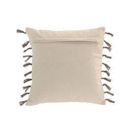 DKD Home Decor Cushions abril 25 natur a Cojín Boho Crudo de Algodón 45x45 cm hecho a mano con cremallera - Pack 2 Unidades