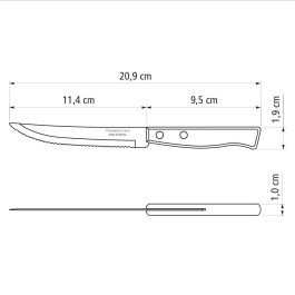Tramontina Juego para Asado Tradicional 12 Piezas Acero Inoxidable Mangos Madera Oscura