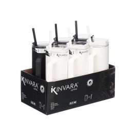Kinvara Vaso con Asa y Pajita de Plástico PP/PS, Blanco y Negro, 800 ml, 13x30x9 cm (Modelo Surtido) (12 Unidades) Kinvara Vaso con Asa y Pajita de Plástico PP/PS, Blanco y Negro, 800 ml, 13x30x9 cm (Modelo Surtido) (12 Unidades)