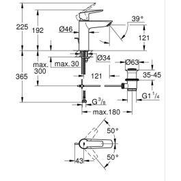 Mezclador monomando de lavabo - GROHE Start - 234552432 - Negro mate - Talla M - Caño mediano - Ahorro de agua - Extraíble y desagüe