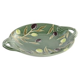 DKD Home Decor Bandeja Cottage Verde Oscuro Gres 26.6 x 5 x 33 cm (2 Unidades), Apta para Lavavajillas