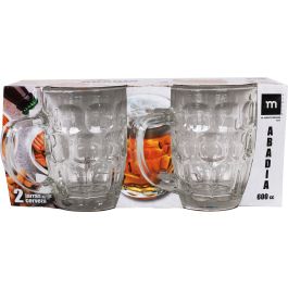 La Mediterranea Set 2 Jarras Cerveza 550 cc - Ancho 9.5 cm, Alto 12 cm, Largo 14 cm