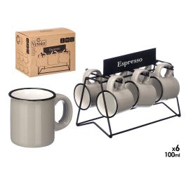 Vessia Set 6 Tazas de Café Gris 100ml Porcelana y Metal con Soporte 23x15x17 cm (Set de 6) Precio: 73.89000036. SKU: B1EZYGXHAG