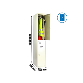 Simonrack Taquilla Metálica 2 Puertas Cerradura Etiquetero Respiradero Gris/Gris 1800x500x300 mm