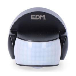 Edm Sensor de movimiento y crepuscular 15 m IP65 Negro con regulador de tiempo y luz, ángulo de detección 180°/360°, 1200W