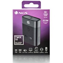 NGS TWIX10 Powerbank 10000mAh Carga Rápida 22.5W Negra Batería Externa Portátil
