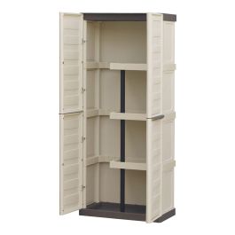 Art Plast Armario alto Spazio de polipropileno beige/marrón con estantes y portaescobas, carga 25 kg/estante, 70x39x165 cm