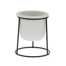 Maceta Blanca C/ Base Metal Versa 10X14CM Maceta Blanca C/ Base Metal Versa 10X14CM