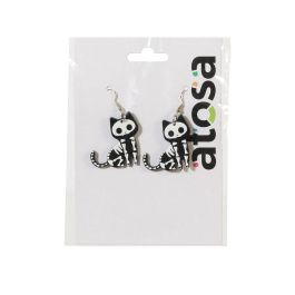 Pendientes de Esqueleto de Gato para Halloween - Accesorio de Disfraz Gótico y Bruja