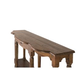 Giner y Colomer Consola Tallada a Mano en Madera de Teca Reciclada, Avellana Envejecida, 48 cm