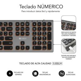Subblim Teclado Bluetooth/2.4G Master Retroiluminado Extendido con Teclado Numérico y Conexión Multidispositivo USB-C Recargable QWERTY Español SUBKB-3MIE310
