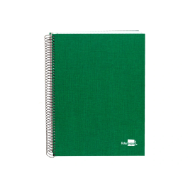 Liderpapel Cuaderno Espiral A4 Micro Papercoat Tapa Forrada 140 Hojas 75gr Cuadro 5mm Banda S 4 Taladros Verde