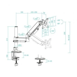 TooQ Soporte de Mesa para Monitor DB1532TNR-B Giratorio Inclinable hasta 9kg Pantallas 17-32 Pulgadas Negro