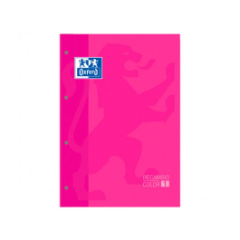 Oxford Recambio Din A4+ 80 Hojas 90 Gr Cuadro 5 mm 4 Taladros Color Fucsia