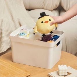 Confortime Caja Organizadora Multiusos Plástico Tapa Bambú L 36 x 27 x 23 cm