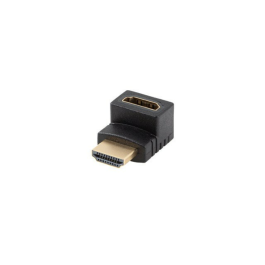 Lanberg Adaptador HDMI 4K 60Hz HDR 2.0 Macho a Hembra con Conector Angular y Contactos Bañados en Oro Negro