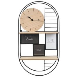 DKD Home Decor Estantería de Pared Urban Juego 4 Unidades, Colores Negro Marrón, Metal y Madera 60cm x 33cm x 10cm