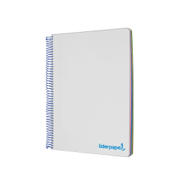 Liderpapel Cuaderno Espiral A4 Micro Wonder Tapa Plástico 120 Hojas 90gr Cuadro 5mm 5 Bandas 4 Taladros Color Gris