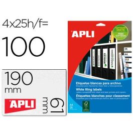 Apli Etiquetas Adhesivas Para Archivo 190x61 mm Inkjet-Láser C-Romos 4 X 25H Blanco Precio: 9.5000004. SKU: B1AKSEKXKY