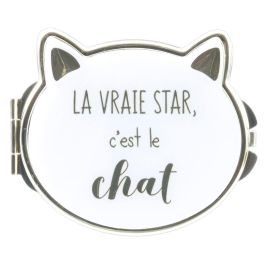 The Concept Factory Mon Chat Mon Ch 2 Espejos De Bolsillo Gato Doble Espejo Con 3 Aumentos 8x6.5cm