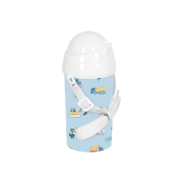 Safta Botella portaliquidos 500 ml apertura automatica con pajita preescolar