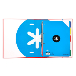 Antartik Carpeta con recambio A4 cuadro 5mm con solapa y 4 anillas 40mm, color rojo