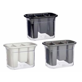 Kinvara Escurrecubiertos Plástico Rectangular 2 Compartimentos Oscuro Blanco/Negro 20.5x11x14 cm (Set de 12)