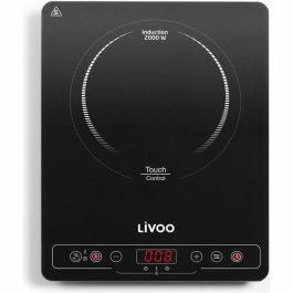 Livoo DOC235 Placa de inducción simple 22cm, 200-2000W (10 niveles), temperatura 60-240°C, panel digital, función mantener calor, temporizador 180 min, negro