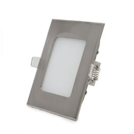 Placa LED Cuadrada 6W 600Lm 6000K Níquel Satinado GL-CL-S6N-CW, Downlight Ultrafino para Falso Techo