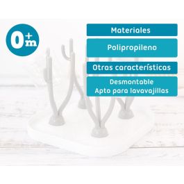 KioKids Escurre Biberones Desmontable Soporte de Secado para Biberones y Accesorios de Bebé Gris Compacto y Apto para Lavavajillas