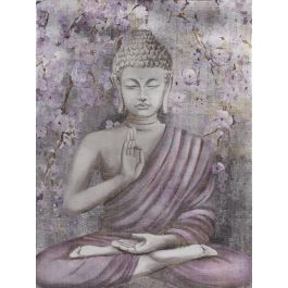 DKD Home Decor Cuadro Oriental Buda Dorado Granate Lienzo Pino 2.7 x 80 x 60 cm (2 Unidades)