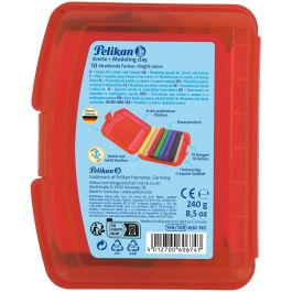 Pelikan Pasta de modelar Kinderknete Creaplast Niños 10 Colores en Estuche Rojo 240g
