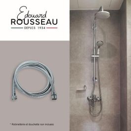 Edouard Rousseau ROU3047404226312 Manguera de Ducha Universal con Conector, Tuercas Metálicas, 1.50 m, Acero Inoxidable Cromado