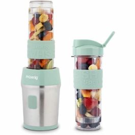 Hkoenig HKO3701335300229 Mini Batidora de Vaso Portátil SMOO18 - 300W, Vaso de 570ml, Color Verde Pastel, con 2 Botellas Incluidas