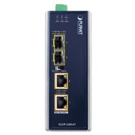 Planet IGUP-2205AT Convertidor de Medios Industrial Gigabit Ethernet a SFP 100/1000X, 2 Puertos 10/100/1000T PoE++ 802.3bt, -40 a 75°C