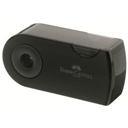 Faber Castell Afilalápices Doble Funda y Depósito Negro - Sacapuntas ergonómico para lápices Standard y Jumbo