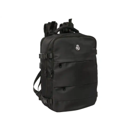 Safta Mochila de Viaje Cabina para Portátil 15,6" Real Madrid Negro con Conector USB y Zapatillero