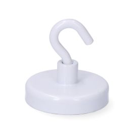 Imán decorativo de neodimio Ø32x7mm con gancho, 80n, soporta hasta 8kg horizontal y 2kg vertical