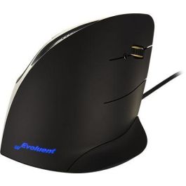 Evoluent VerticalMouse Ergonómico Black-silver, Elimina Torsión Brazo, 5 Botones, LED, Software Avanzado, Ajuste Velocidad