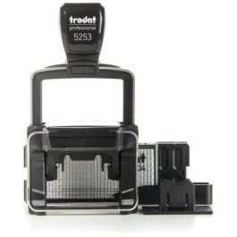 Trodat Stempel 5253 Sello Professional Typomatic Autoentintado 27x48mm, Tinta Negra, Cuerpo Metálico, Acero Inoxidable